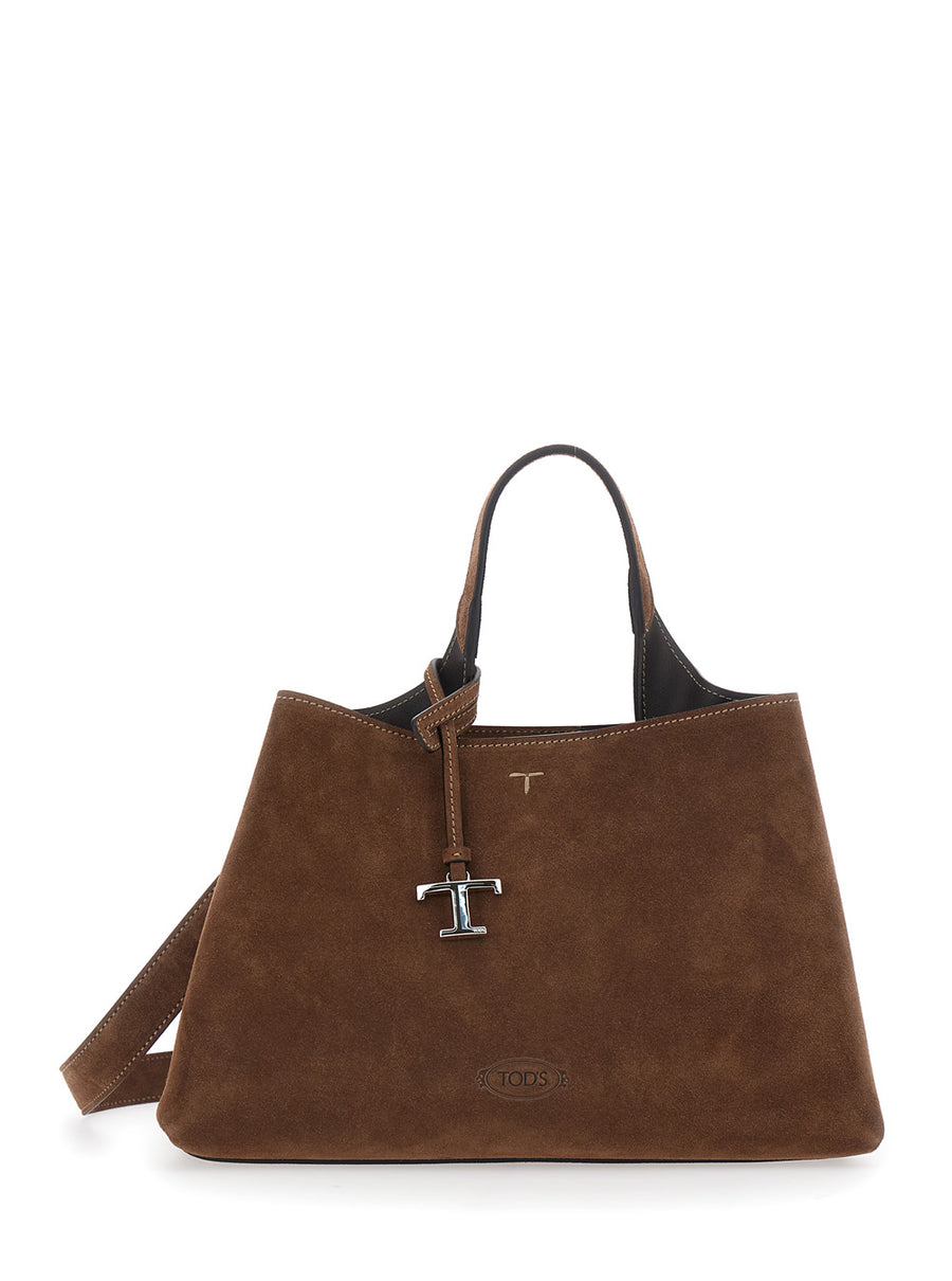 Handbag Suede Brown Calf Leather Handbags