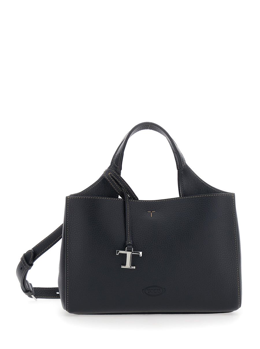 Handbag T-Plate Black Leather Calf Handbags