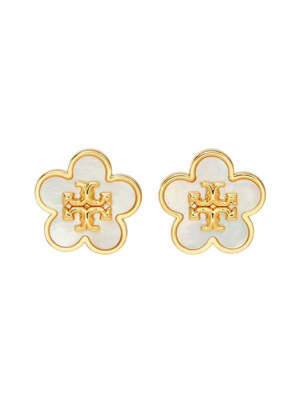 Earrings Forget Me Not Mother-Of-Pearl Gold Metallic Brass