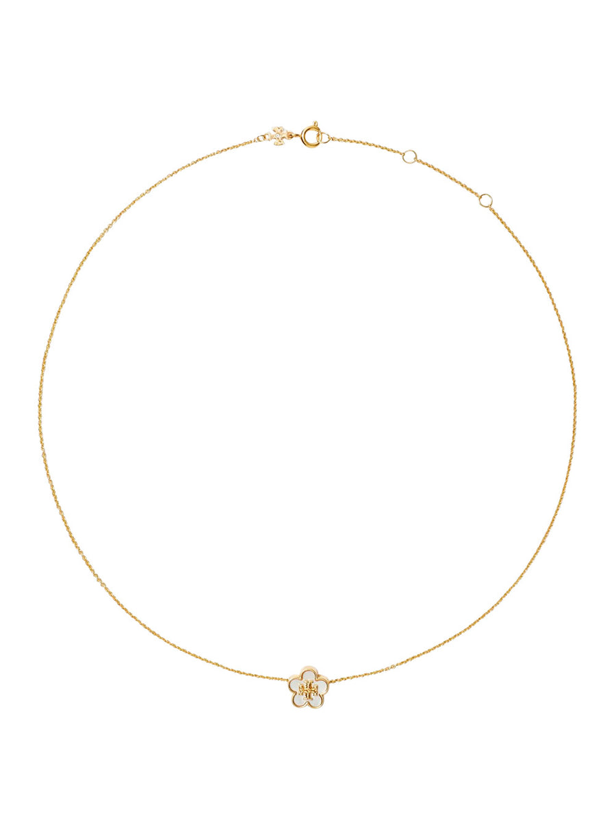 Necklace Forget Me Not Mother-Of-Pearl Pendant Metallic Brass Necklaces