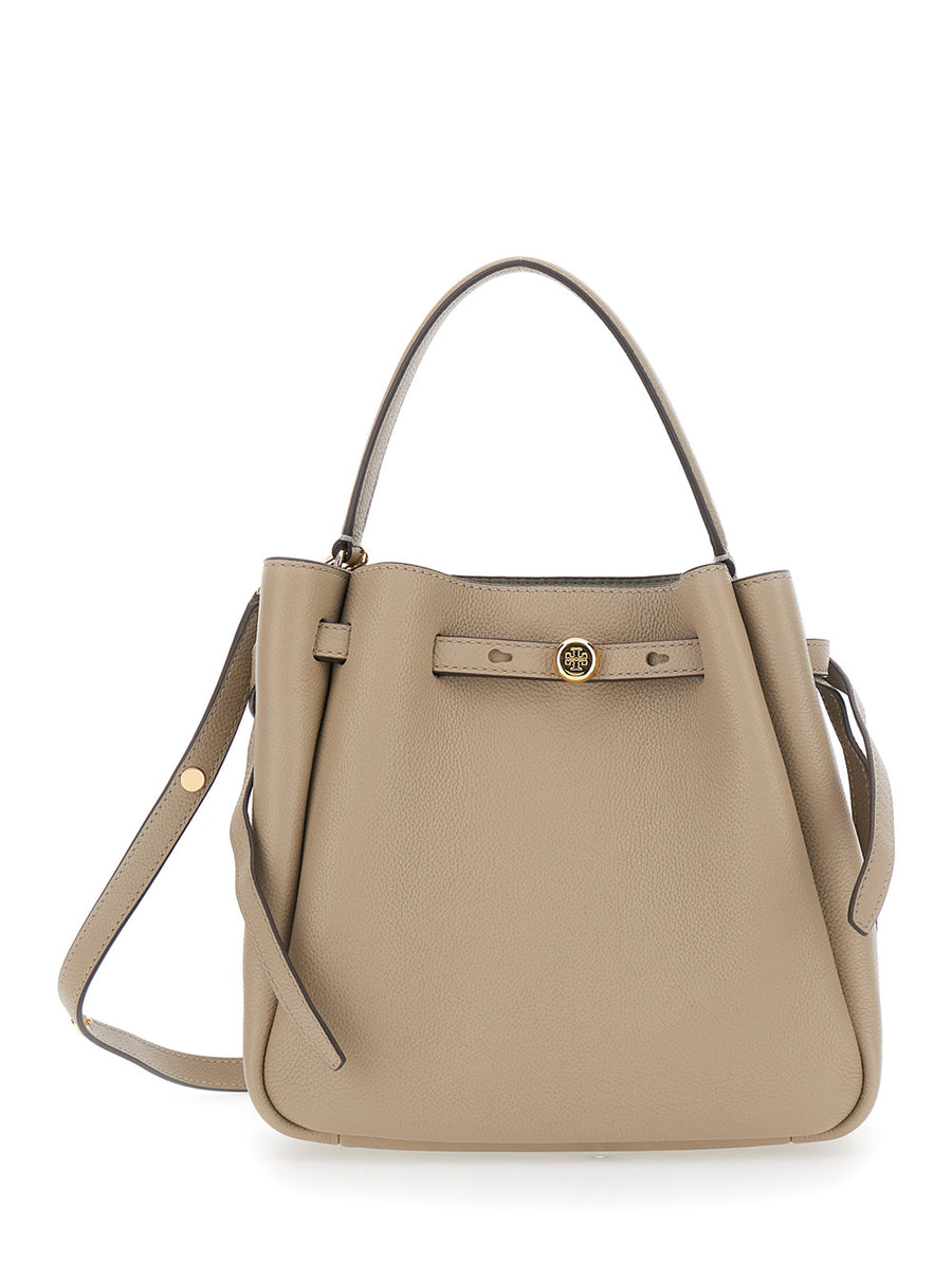 Handbag Romy Bucket White Cowhide Leather Handbags
