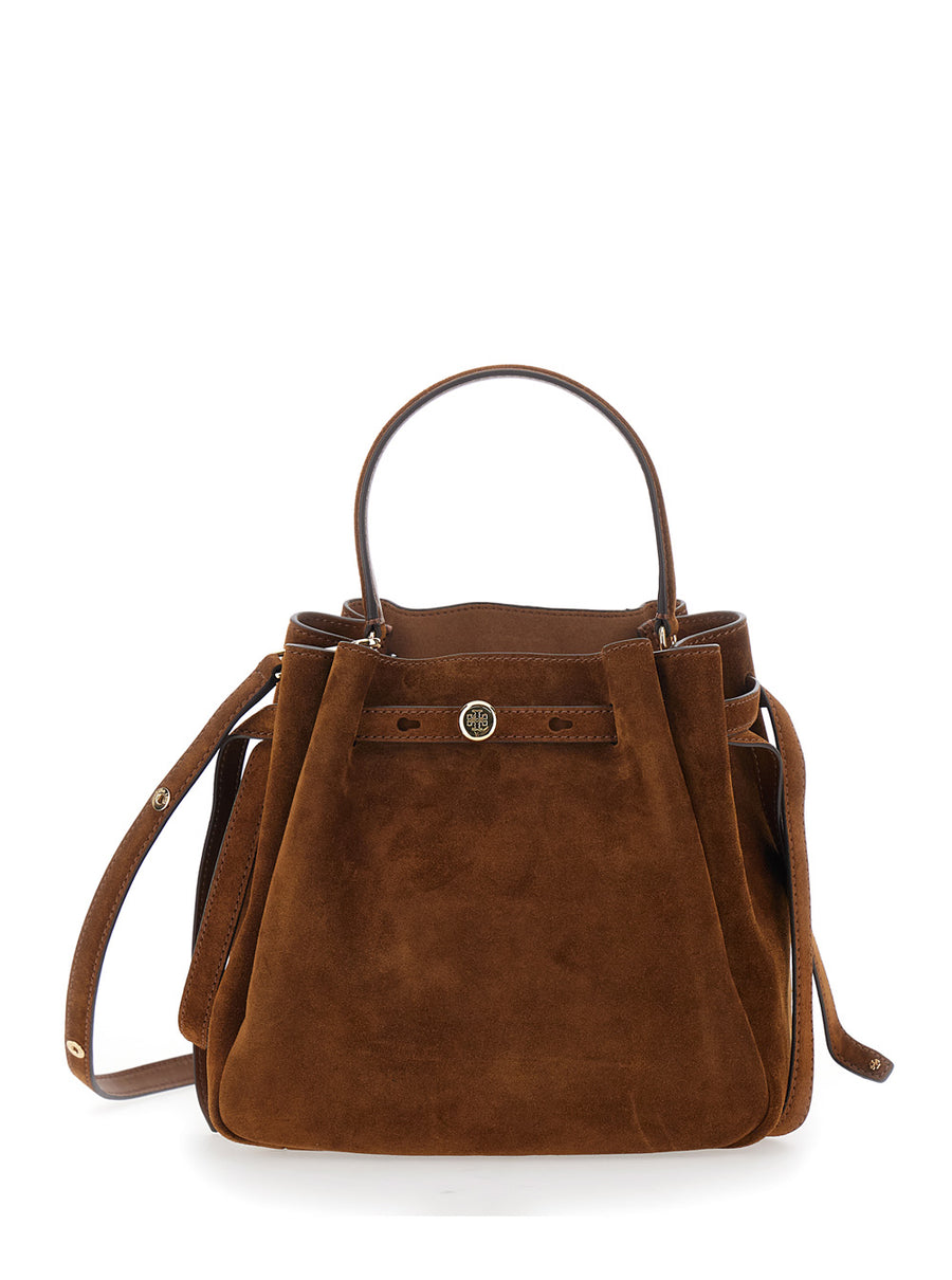 Handbag Romy Bucket Bag Brown Suede Calf Leather Handbags