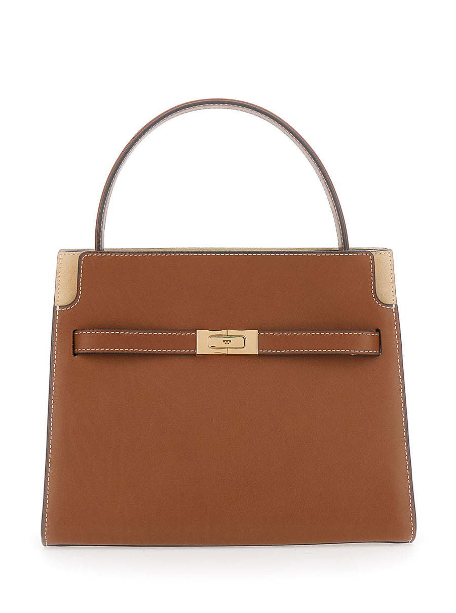 Small Double Bag Lee Radziwill Brown Leather Cow Handbags