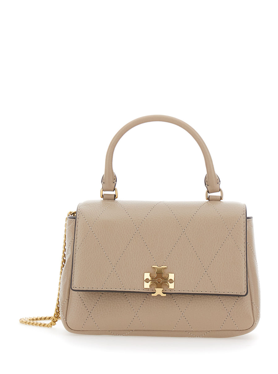 Mini Charlie Bag With Chain Strap - Beige Cow Leather