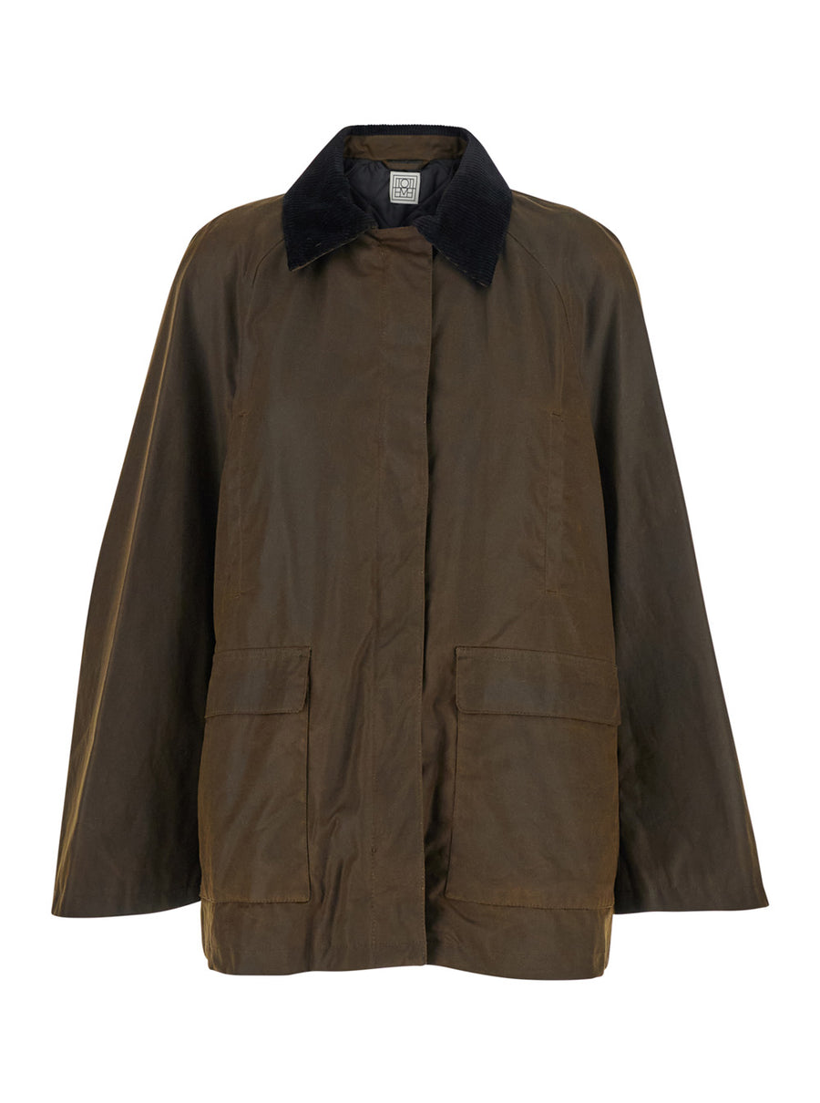 Jacket With Corduroy Collar Brown Organic Cotton Coat