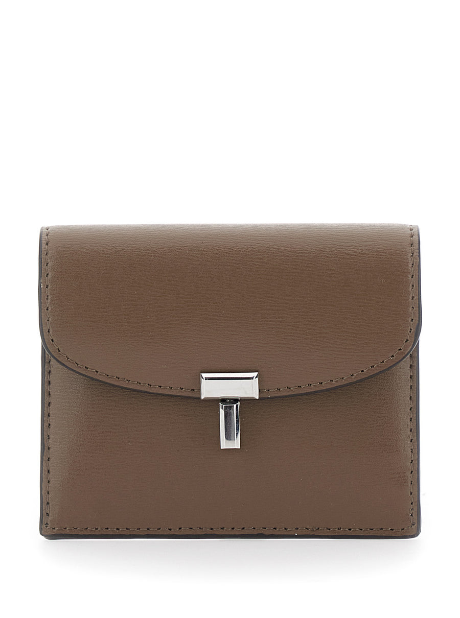 Cardholder T-Lock Leather Beige Accessory