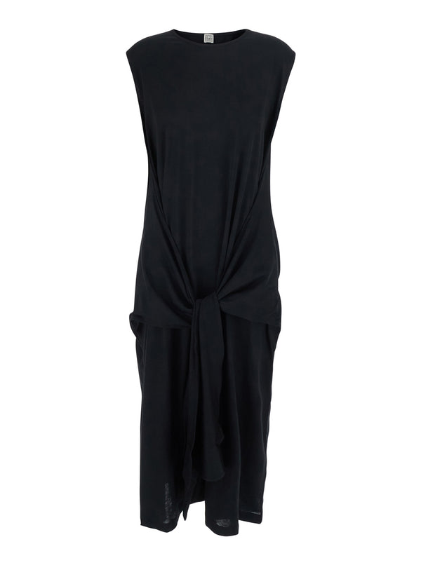 Long Jersey Dress Tie-Waist Black