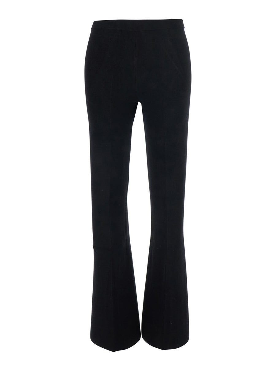 Straight-Leg Pants Tech Fabric Black Viscose Trousers