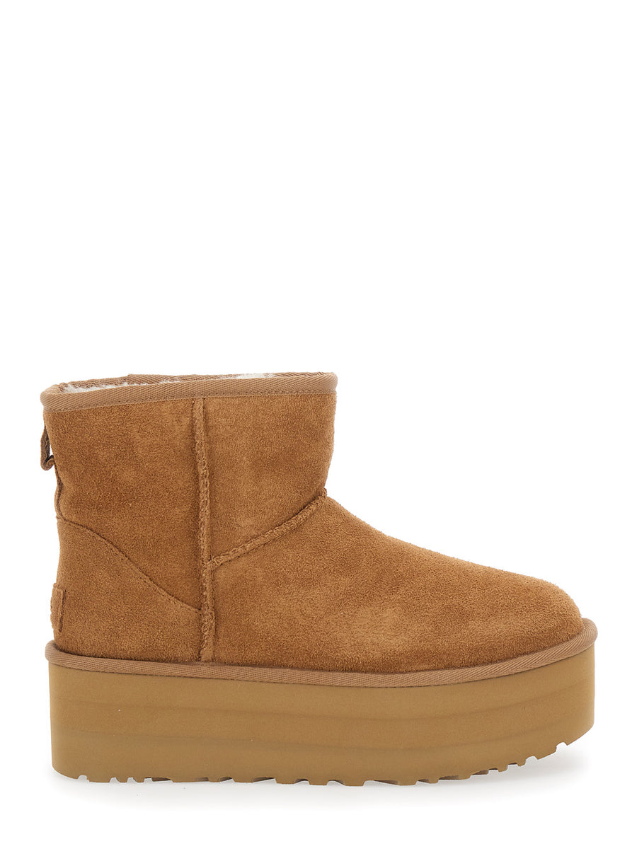 Ankle Boots Classic Mini Platform Brown Suede Leather