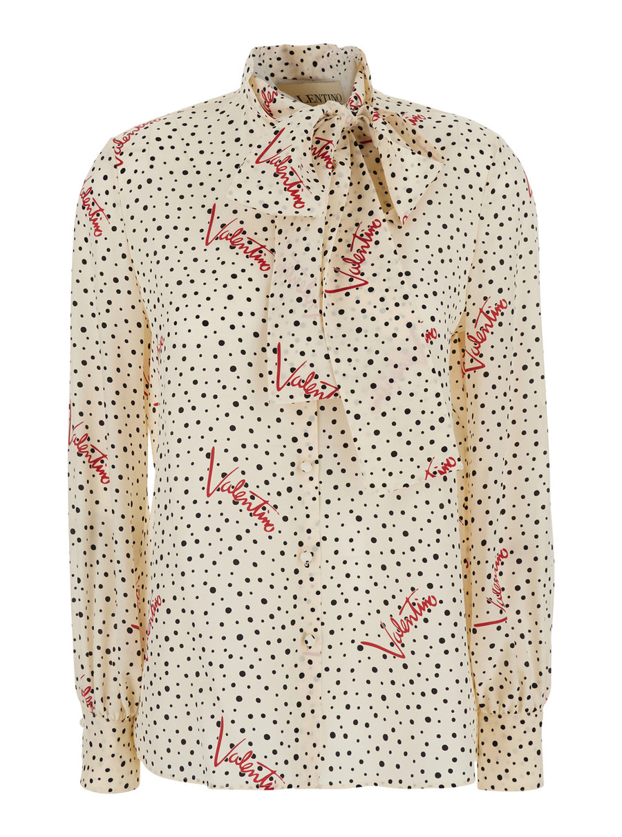 Blouse With Front Bow — White Silk Blouses