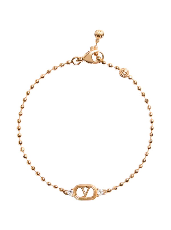 Bracelet With Vlogo Plate, Metallic Brass Bracelets