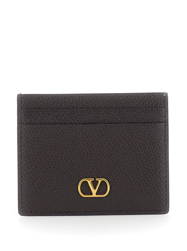 Cardholder Vlogo Brown Leather Calf Accessory