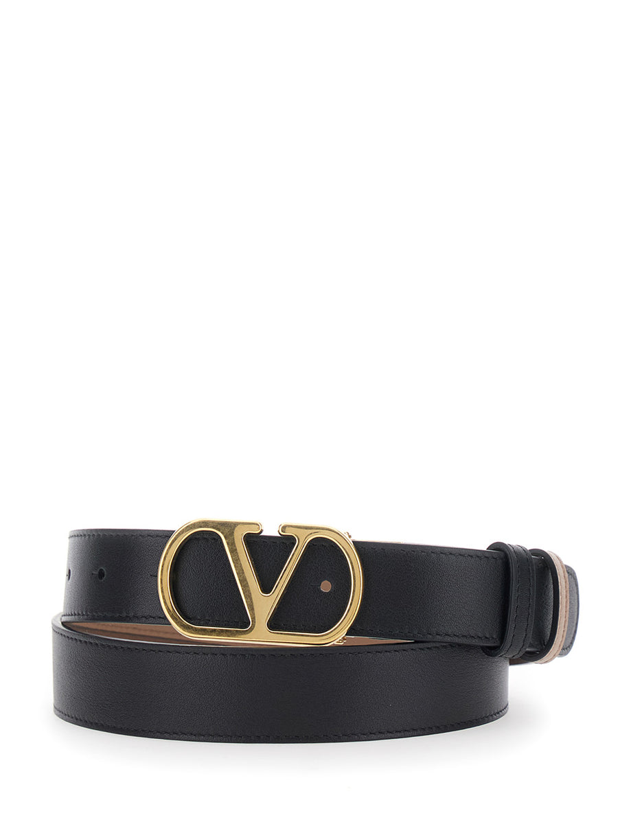 Reversible Leather Belt Vlogo Black Calf