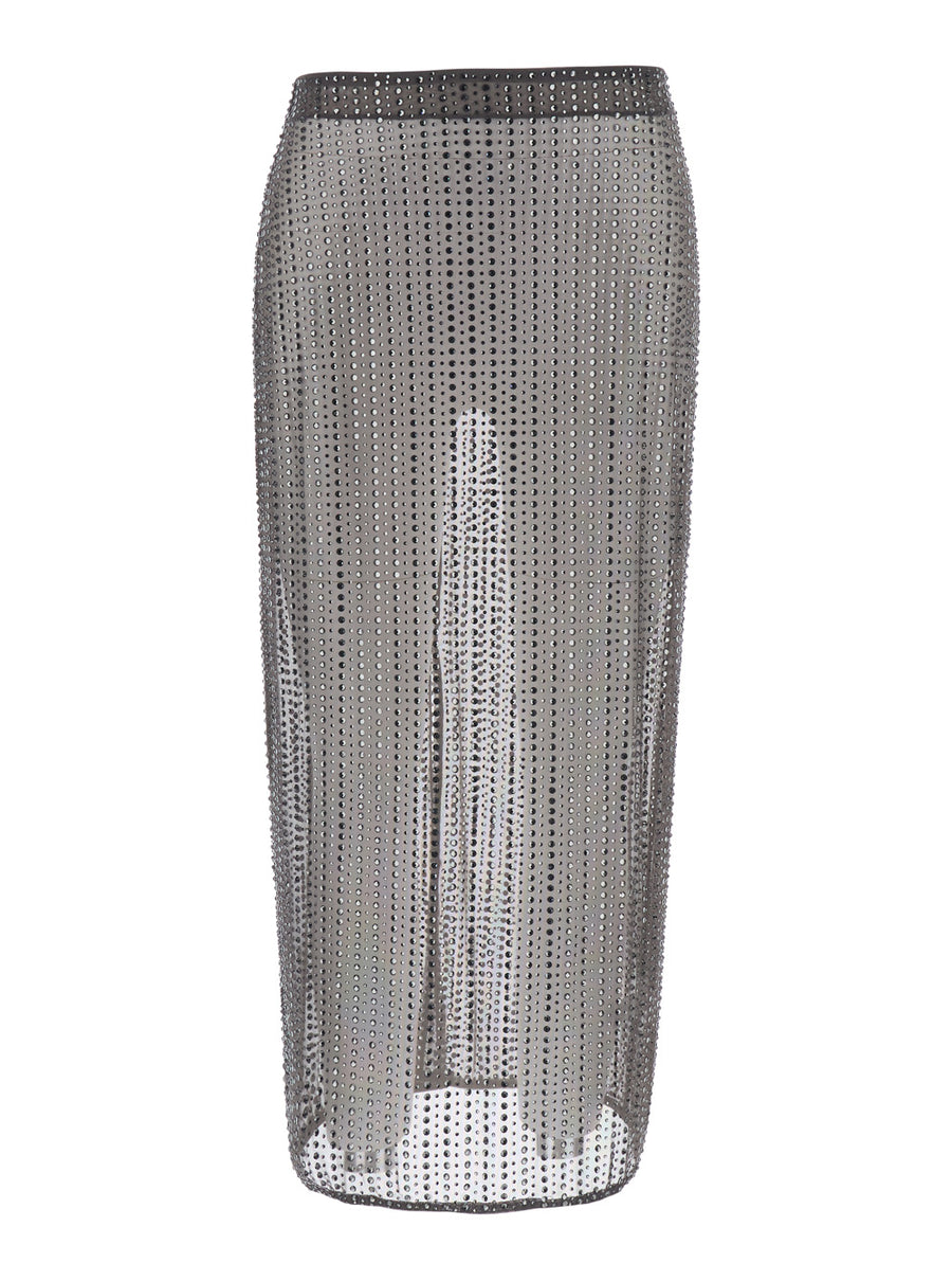 Midi Skirt Crystal Grey Polyamide Elastane