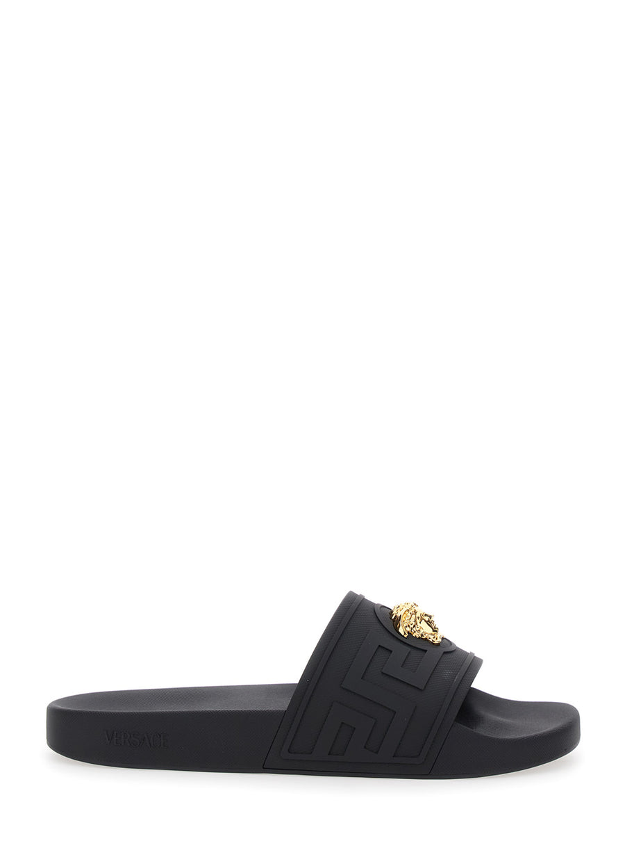 Sandals Medusa Plate, Black Tech Fabric Polyurethane