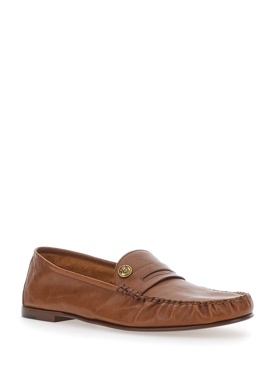 Loafers Leafer Medusa Brown Leather Goat