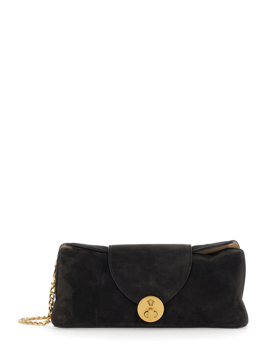 Shoulder Bag Medusa Suede Brown Lamb