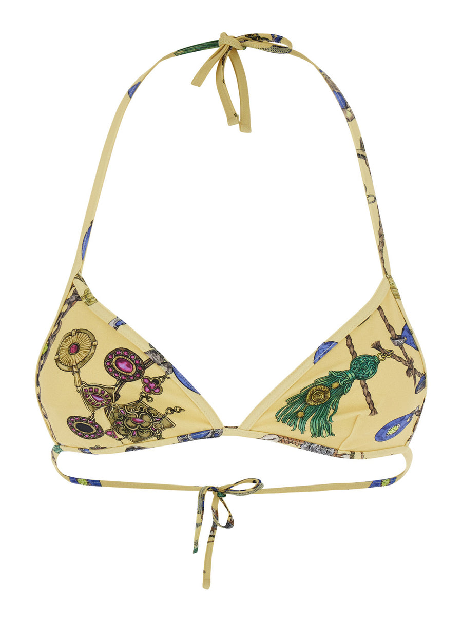 Triangle Bikini Top Yellow Elastane Swimwear