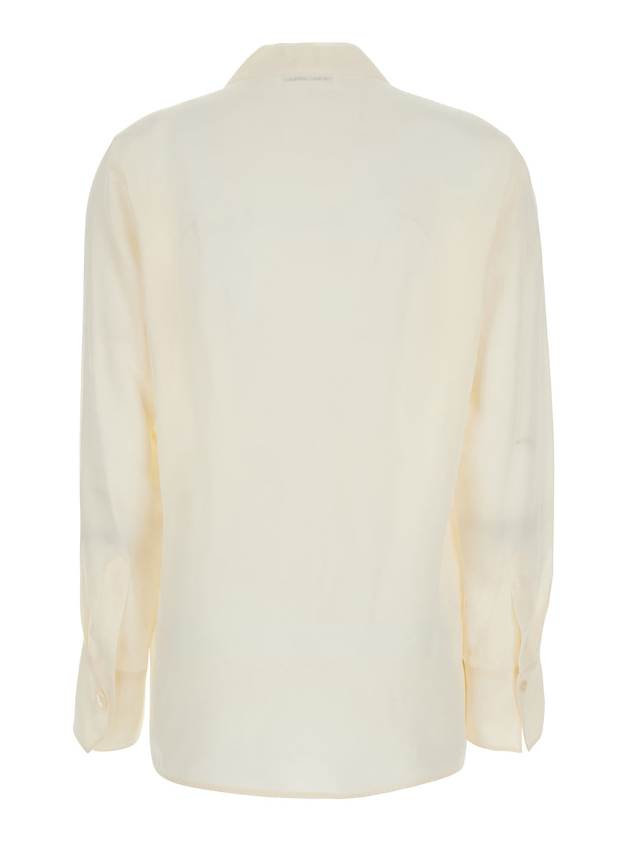 Blouse V-Neck Silk White Blouses