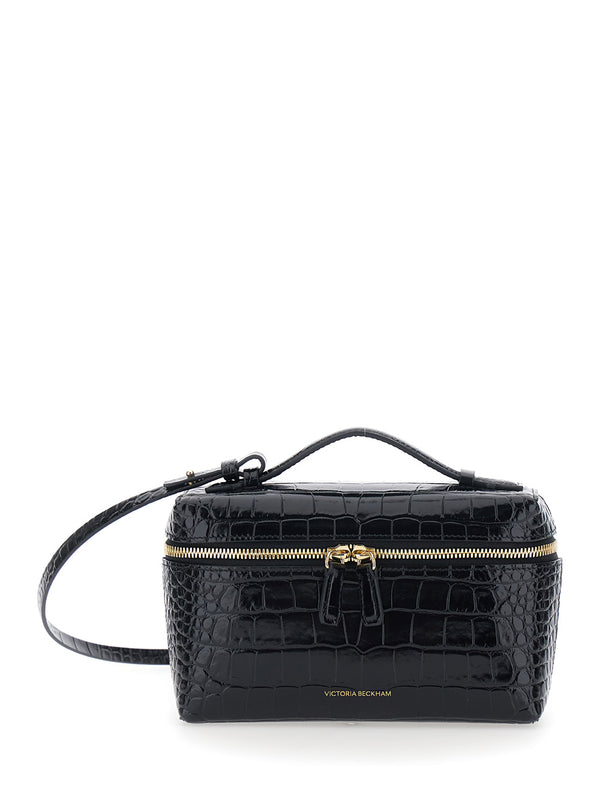 Crossbody Bag Black Patent Leather Calf Shoulder