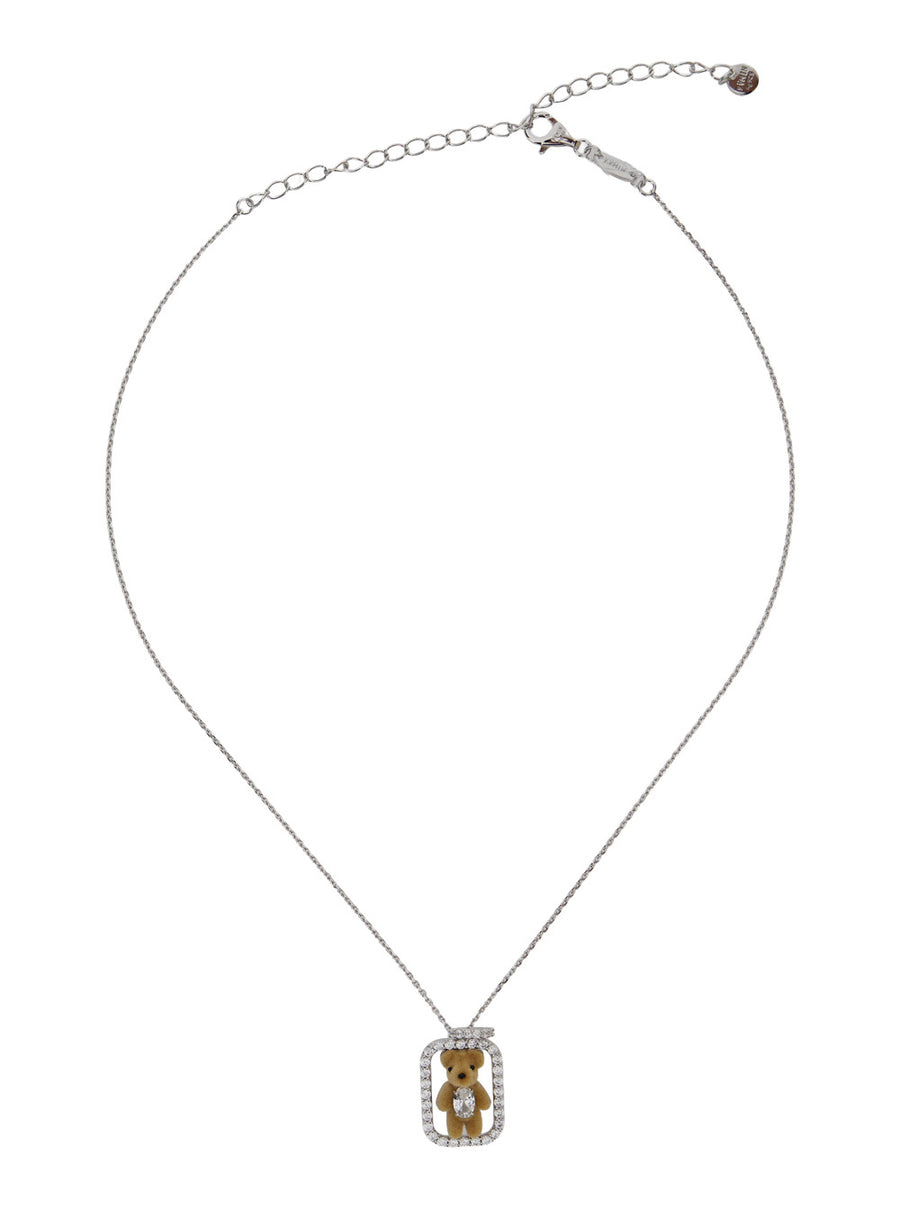 Necklace Inlaid Mini Bear Beige Necklaces