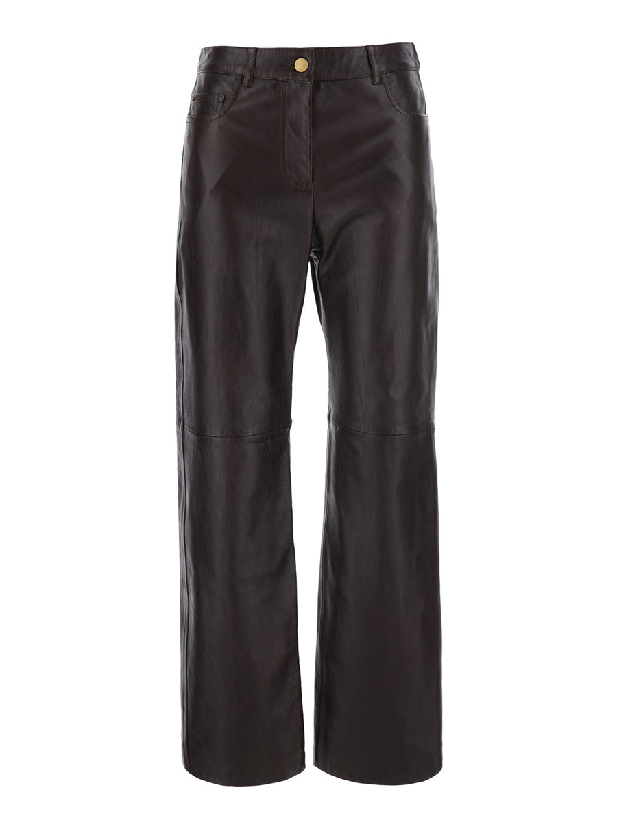 Trousers Pesca Brown Leather Lamb