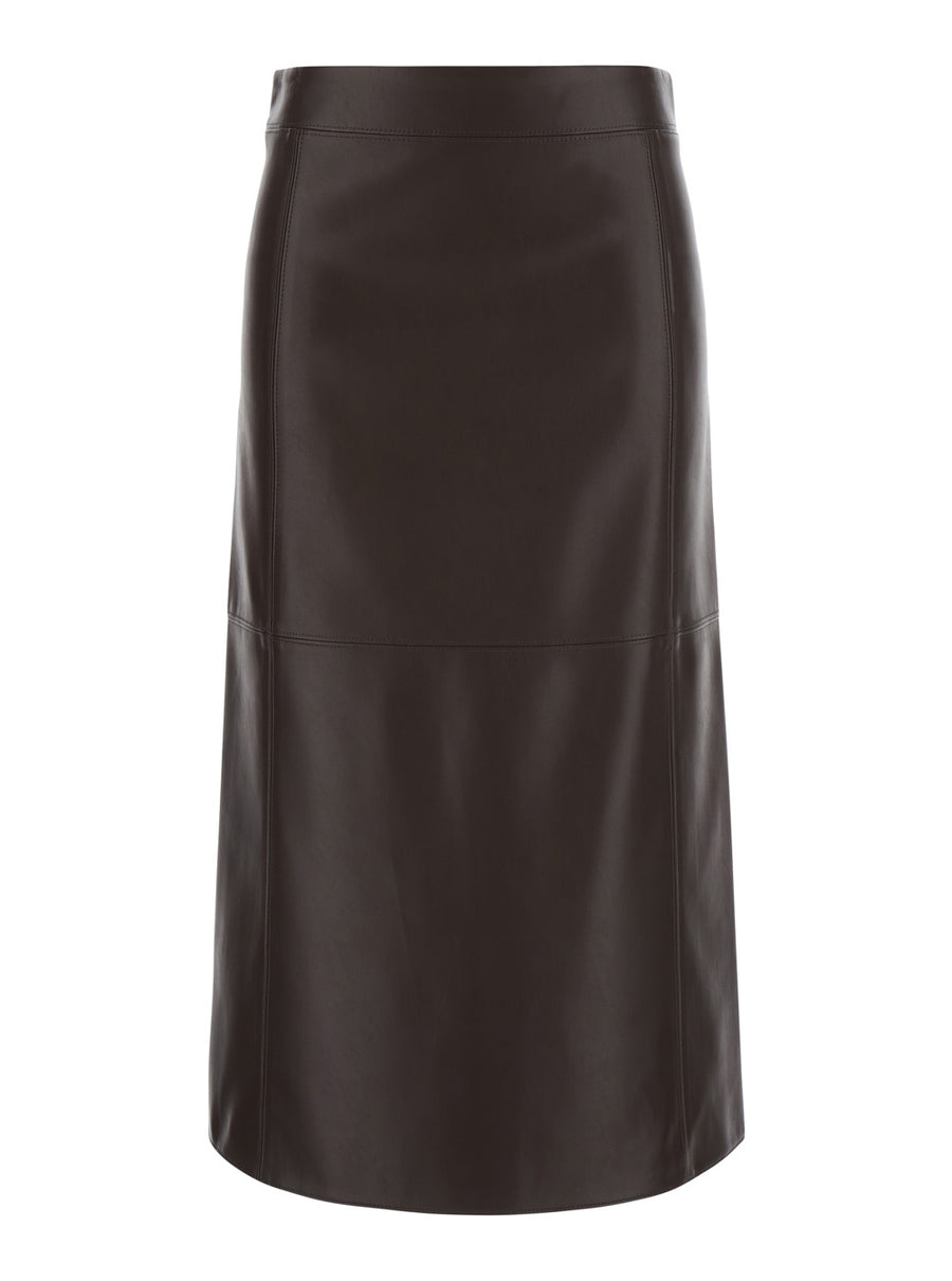 Midi Skirt Crisma Leather Brown Polyester