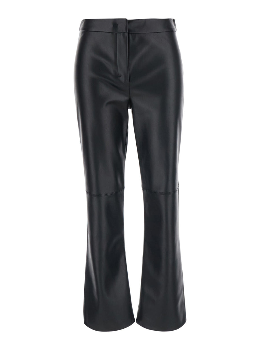 Pants, Black Ecoleather Polyester Trousers