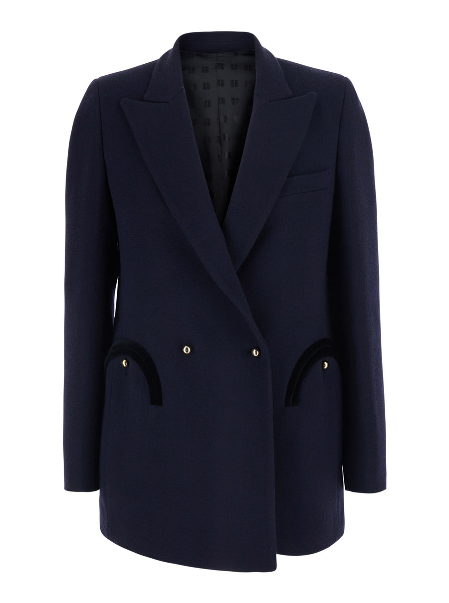 Double-Breasted Jacket Resolute Blue Cotton Blazers