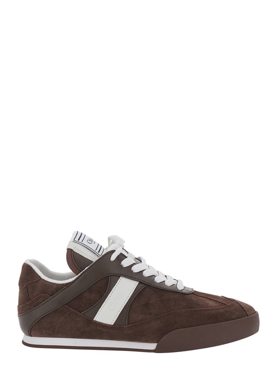 Low Top Suede Sneakers Brown Polyester Trainers