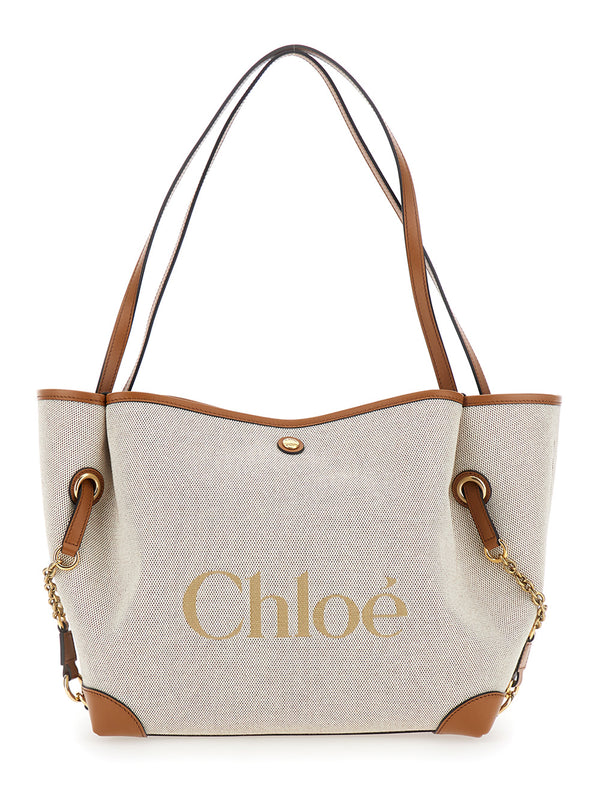 Tote Bag Clover Brown Cotton