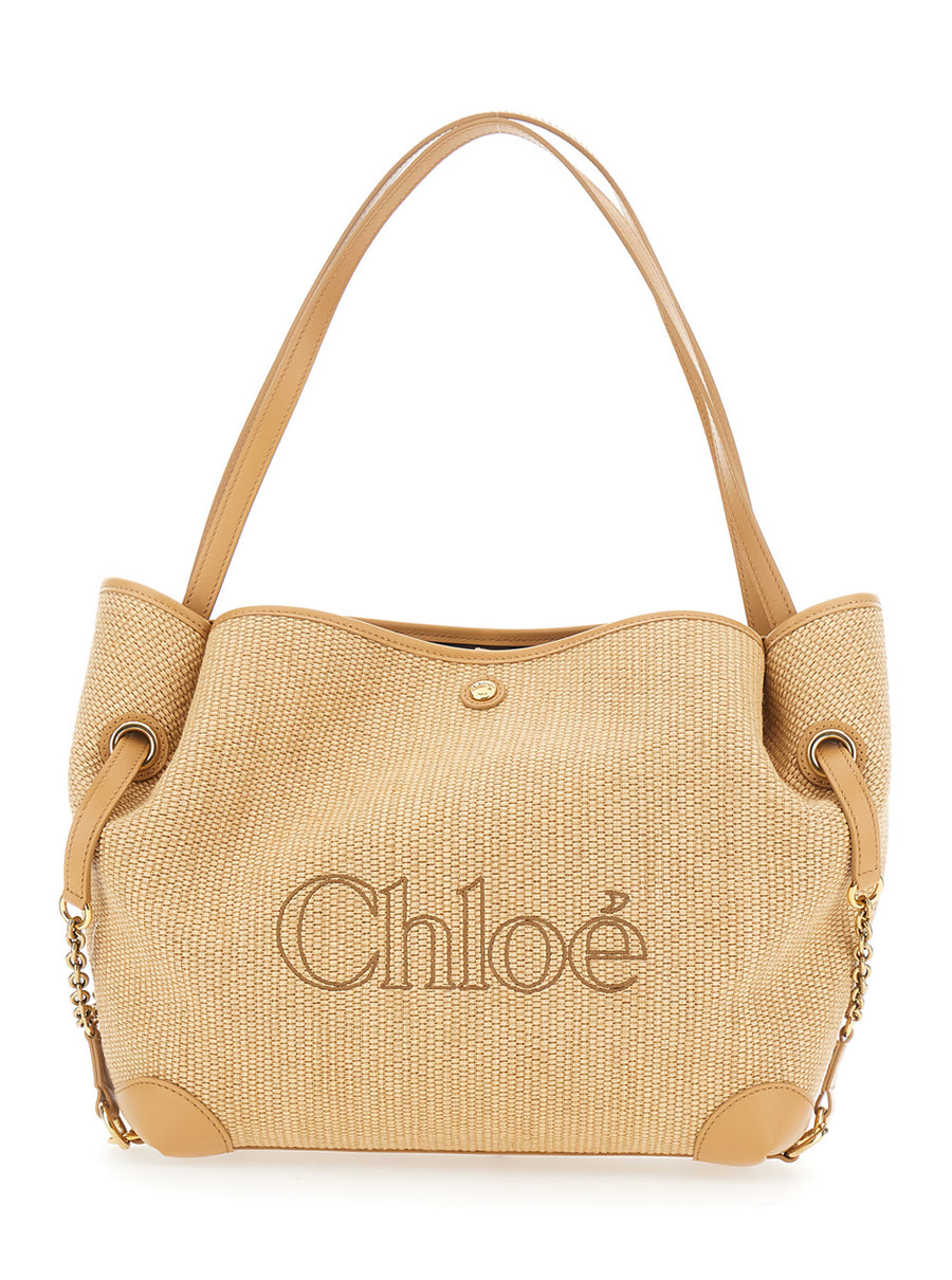 Tote Bag Clover Beige Fabric (raffia Effect)