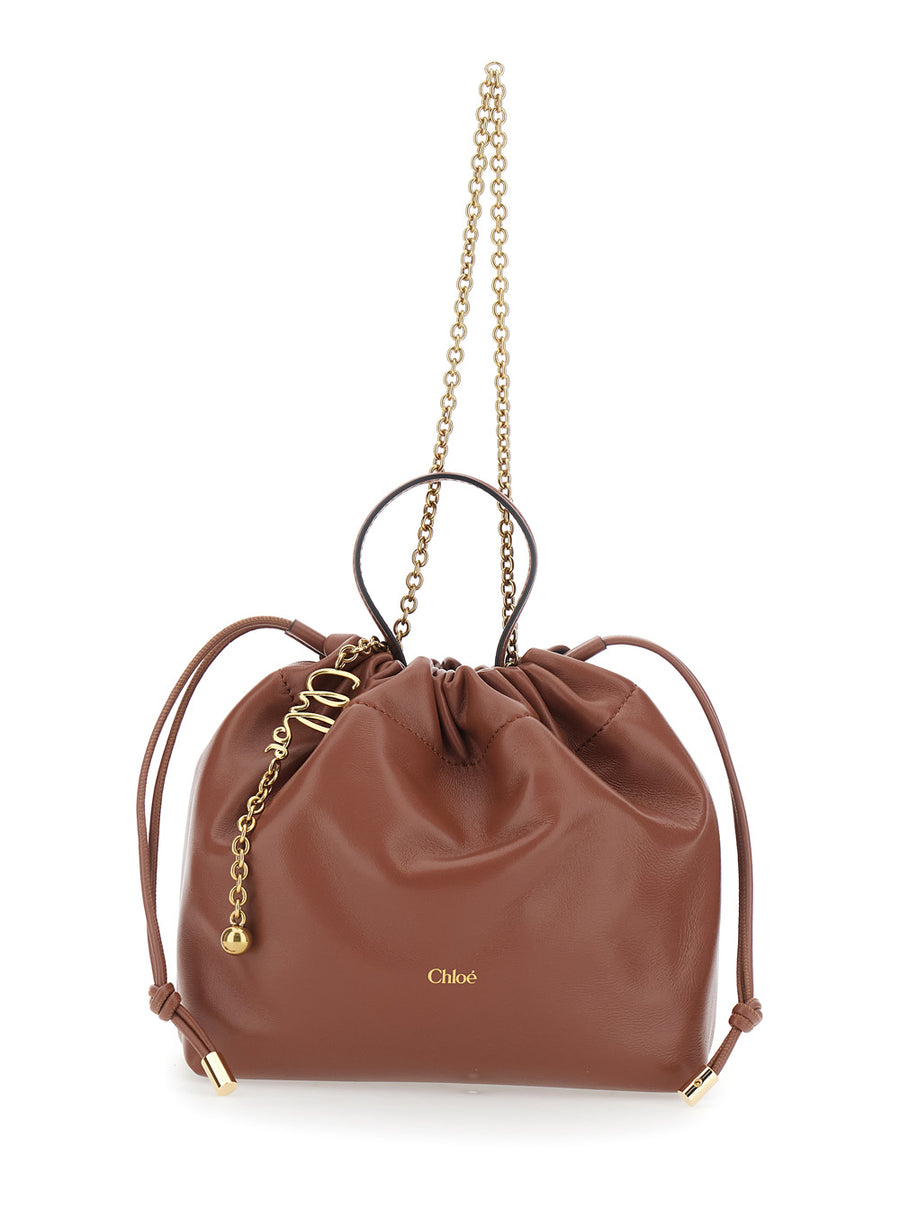 Leather Shoulder Bag Brown Lamb