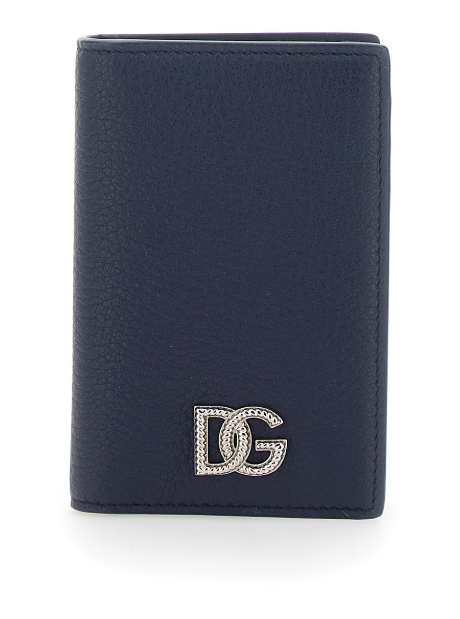 Cardholder Blue Grained Leather Accessory