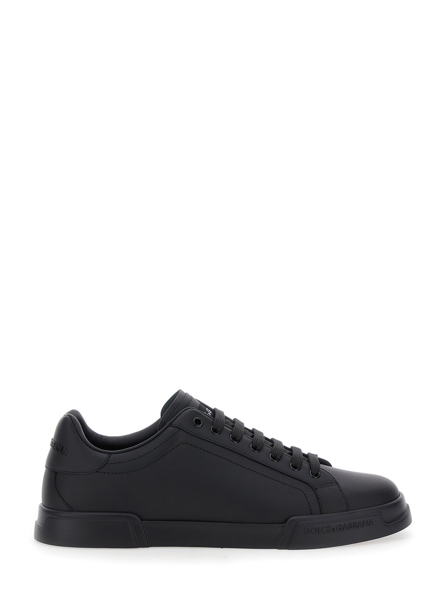 Sneakers Portofino Light Black Leather Cotton Trainers