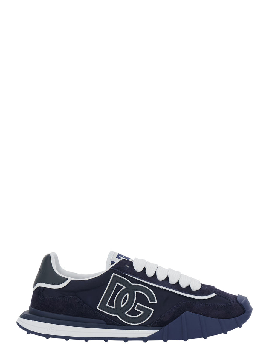 Sneakers Atletic Blue Suede And Tech Fabric Trainers