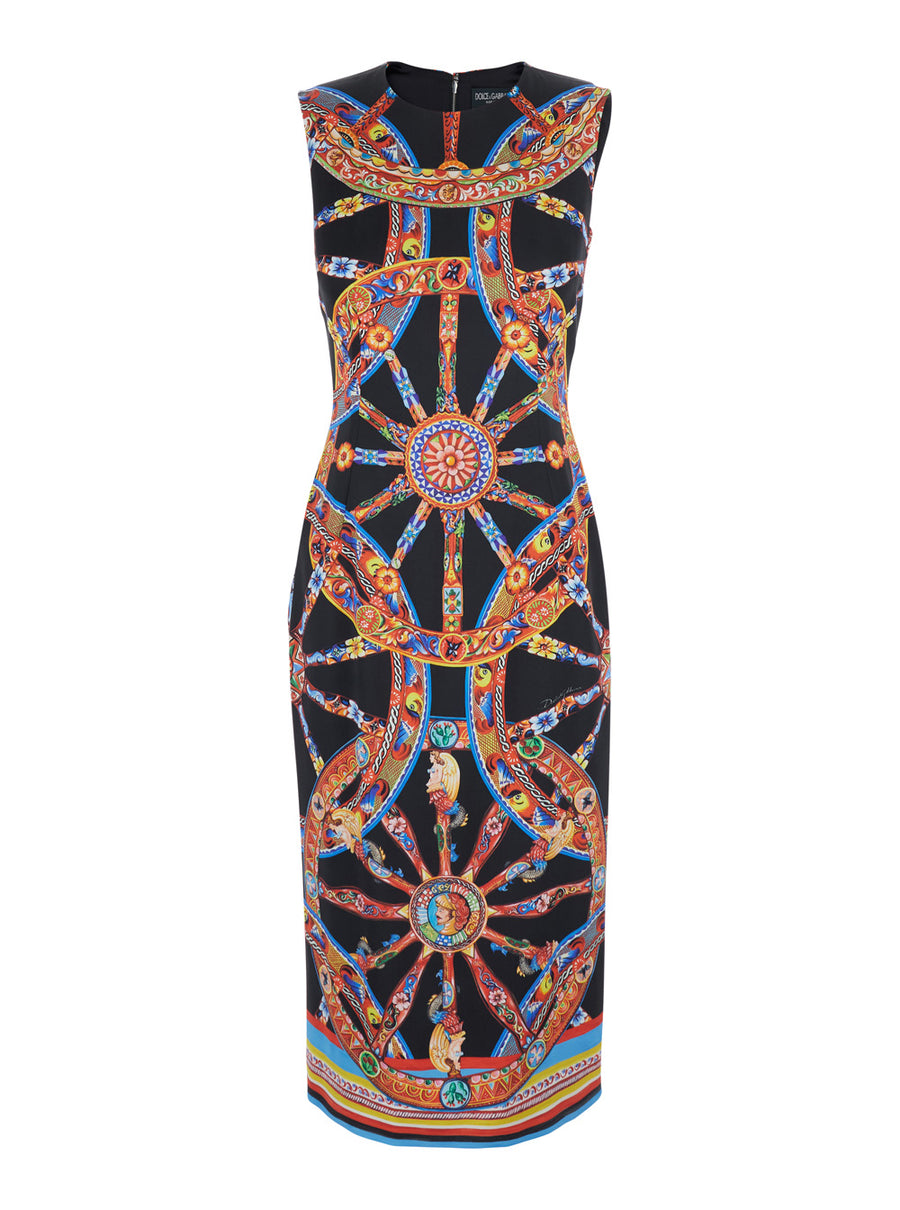 Sleeveless Satin Dress Multicolour Viscose