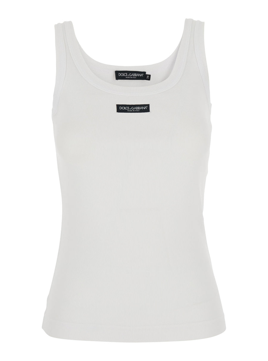 Sleeveless Top White Cotton Tops