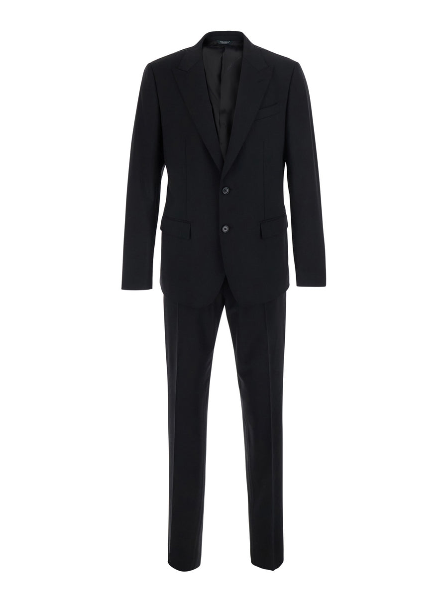 Martini Single-Breasted Wool Suit Black Suits