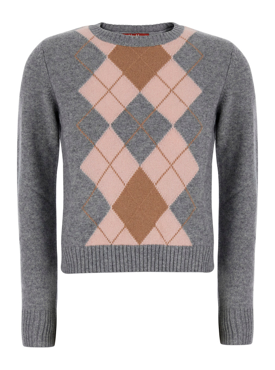 Sweater V-Neck Wool-Cashmere Grey Tops