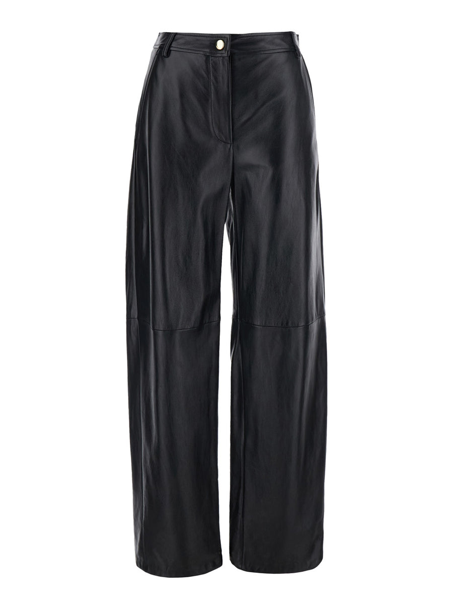 Pants Legno Black Leather Lamb Trousers