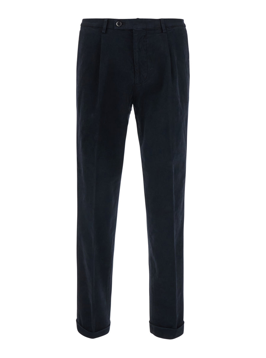 Cotton Trousers With Belt Blue