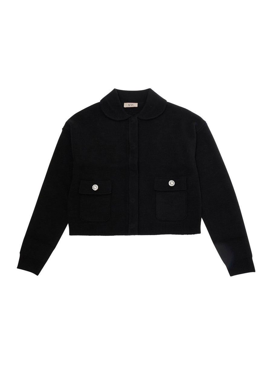 Sweater Round Neck Black Wool Tops