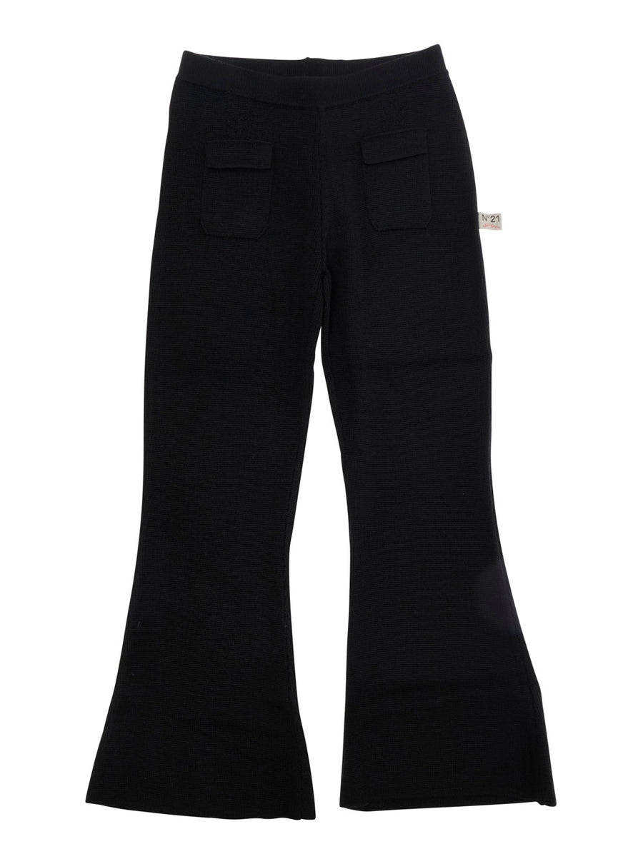 Pants Girls Black Wool-Acrylic Wool Acrylic Trousers