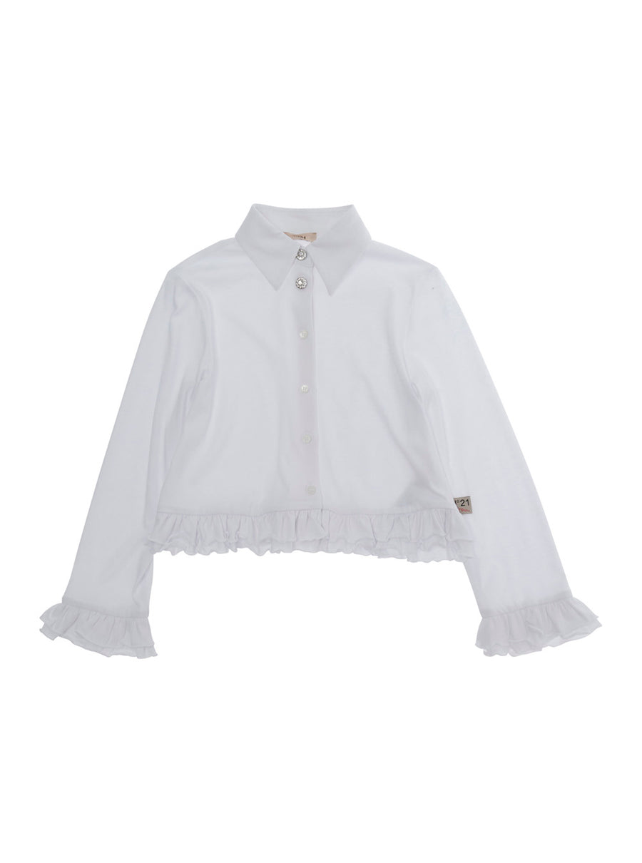 Shirt Cotton-Viscose White Cotton Viscose Blouses And