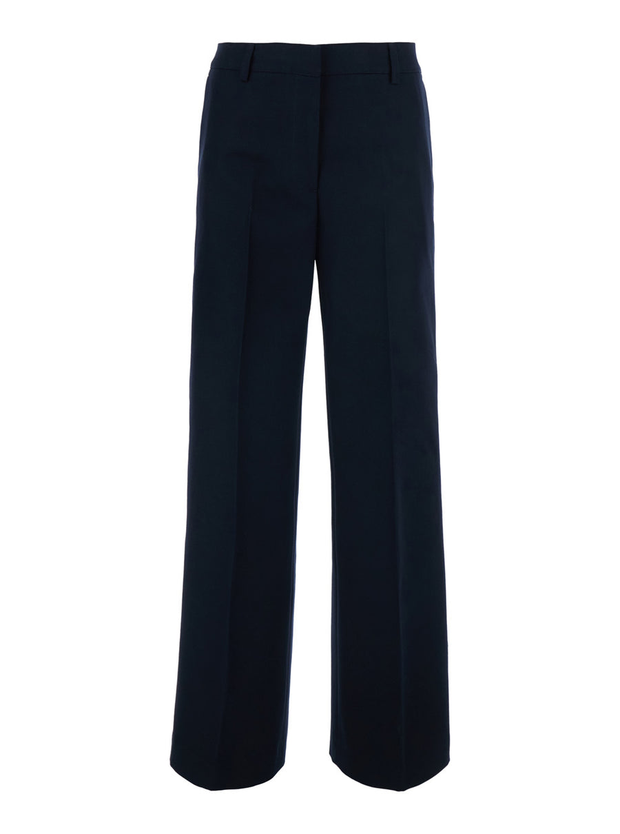 Trousers Wool-Cotton Blue Hems Wool And Cotton