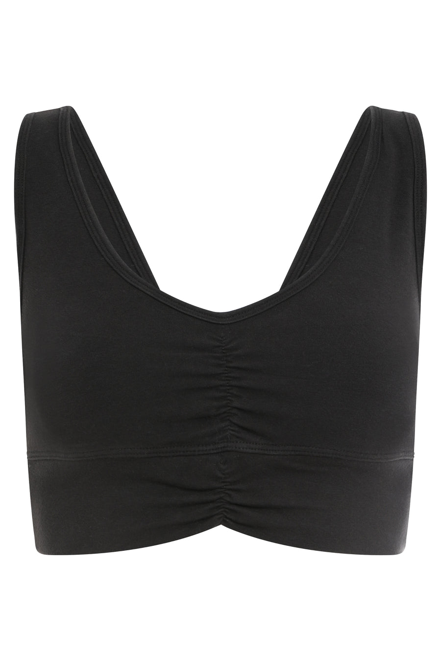 Cotton Cropped Top Black Tops