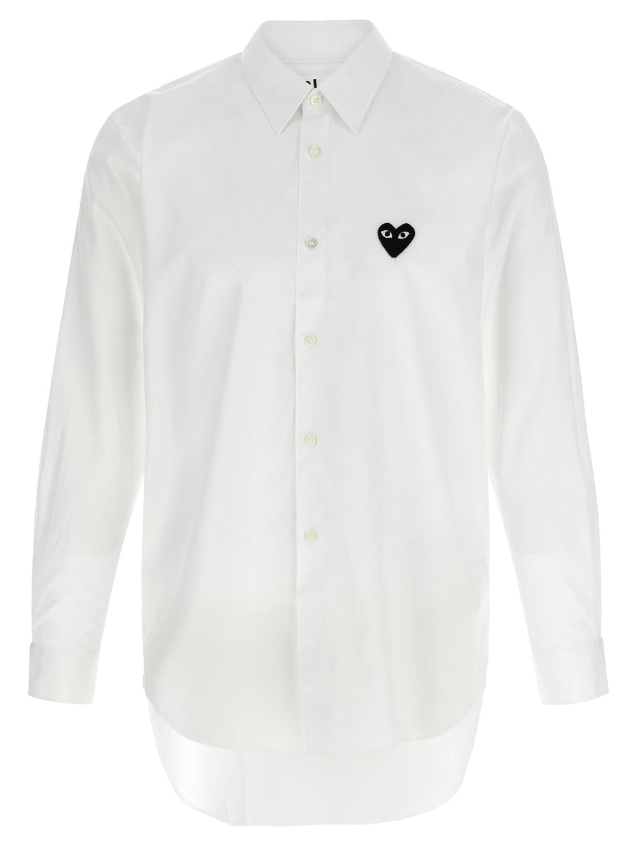Comme Des Garçons Play Black Heart Patch Shirt — White