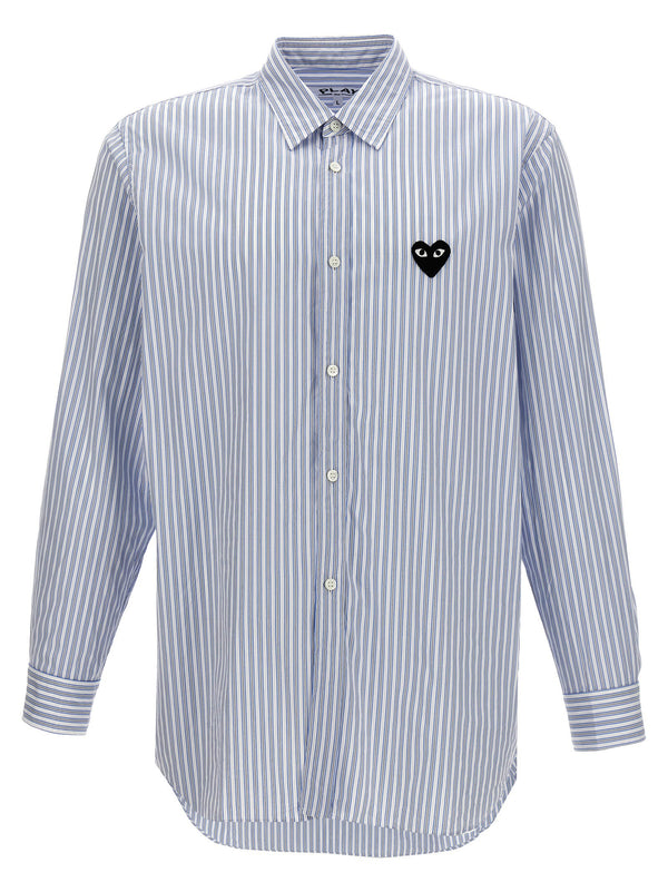 Comme Des Garçons Play شعار-رقعة قميص مخطط — أزرق
