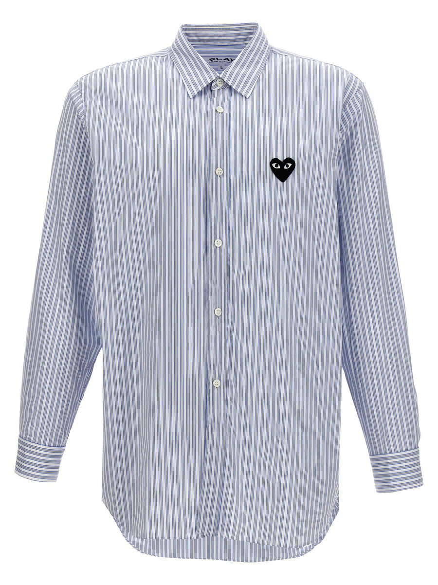 Comme Des Garçons Play شعار-رقعة قميص مخطط — أزرق